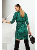 Velor dress with draping, green 9377 - Online store - Boutique